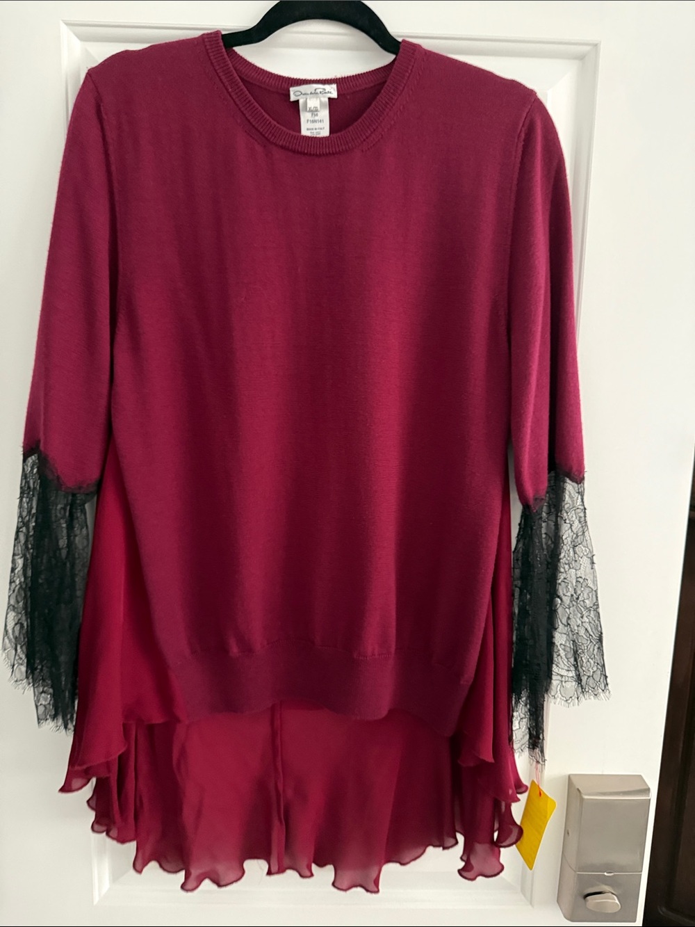Oscar de la Renta Deep Berry Crewneck Sweater